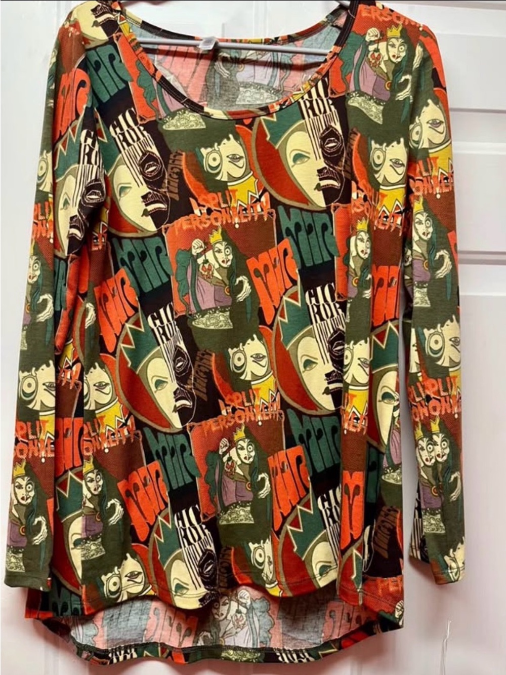 LuLaRoe Multicolor Graphic Tunic - Green, Orange, Yellow, Black, Cream